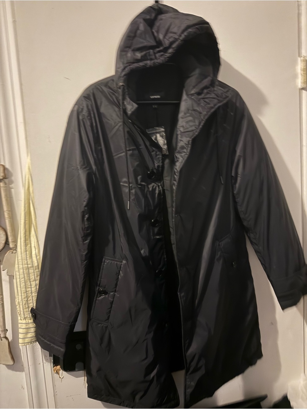 Black Hooded Water-Resistant Puffer Coat